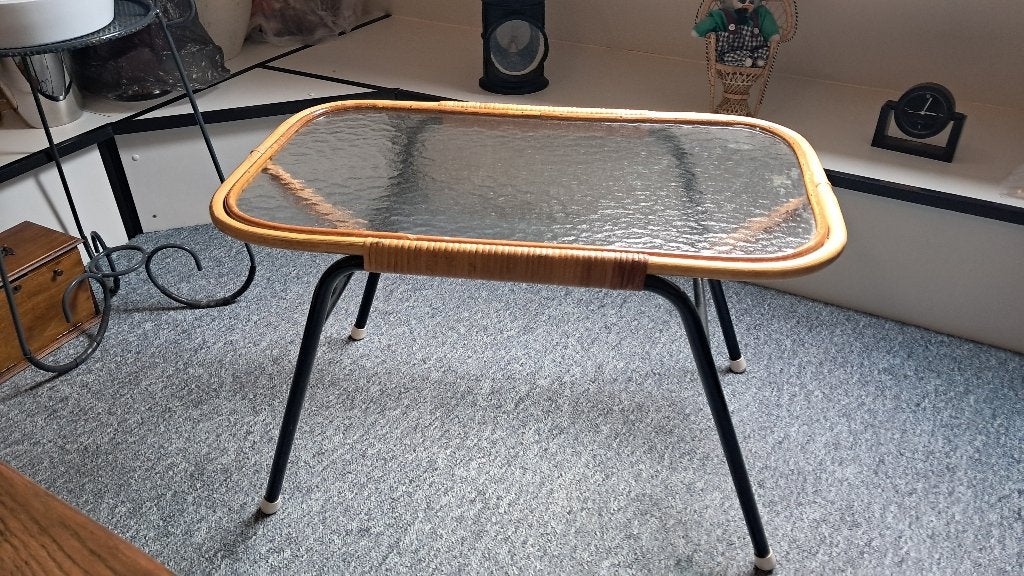 rotan tafeltje, Huis en Inrichting, Overige materialen, 55 tot 75 cm, Zo goed als nieuw, Ovaal