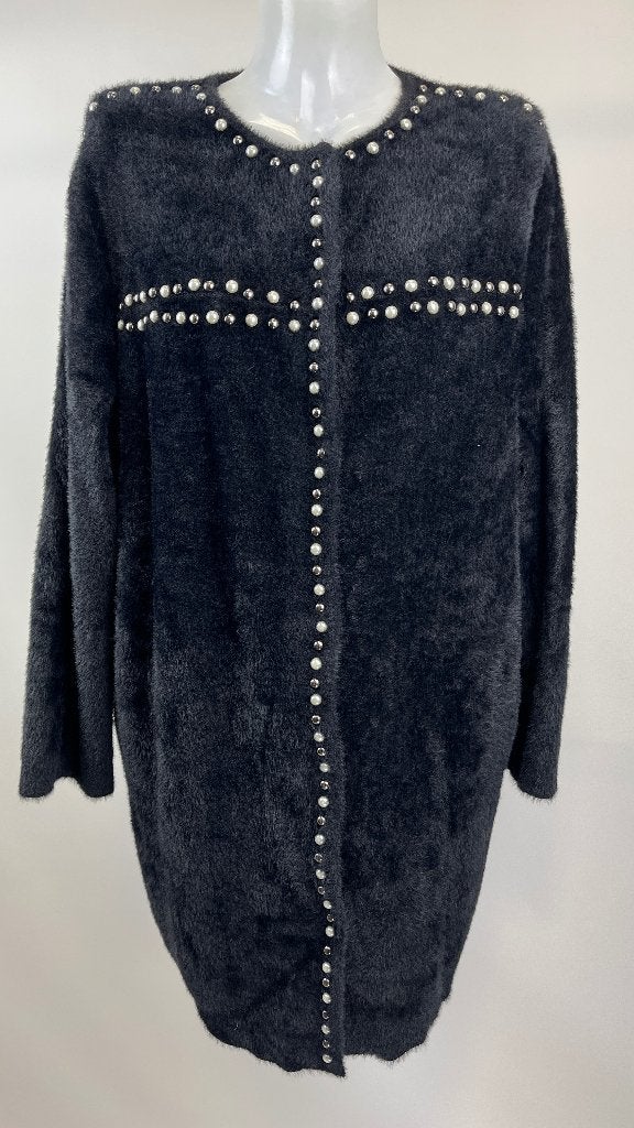 NENETTE Zwart parels fluffy vest  Maat M, Maat 38/40 (M), Zwart, Ophalen of Verzenden, Zo goed als nieuw
