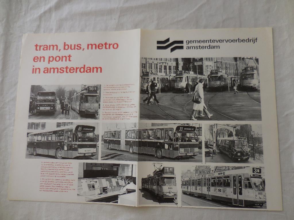 Reclame materiaal van het GVB te Amsterdam, jaren '80, Verzamelen, Spoorwegen en Tramwegen, Ophalen, Gebruikt, Tram, Kaart of Prent