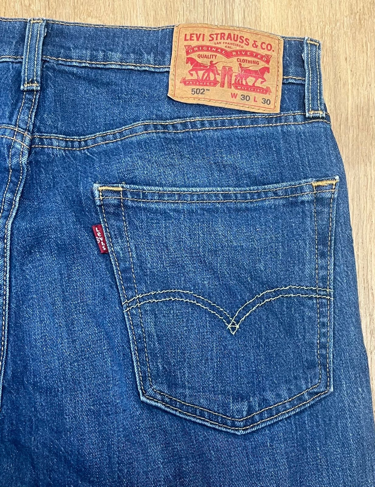 Levi’s 502 regular tapered jeans blauw - Maat W30 L30, Ophalen of Verzenden, Zo goed als nieuw, Blauw, W32 (confectie 46) of kleiner