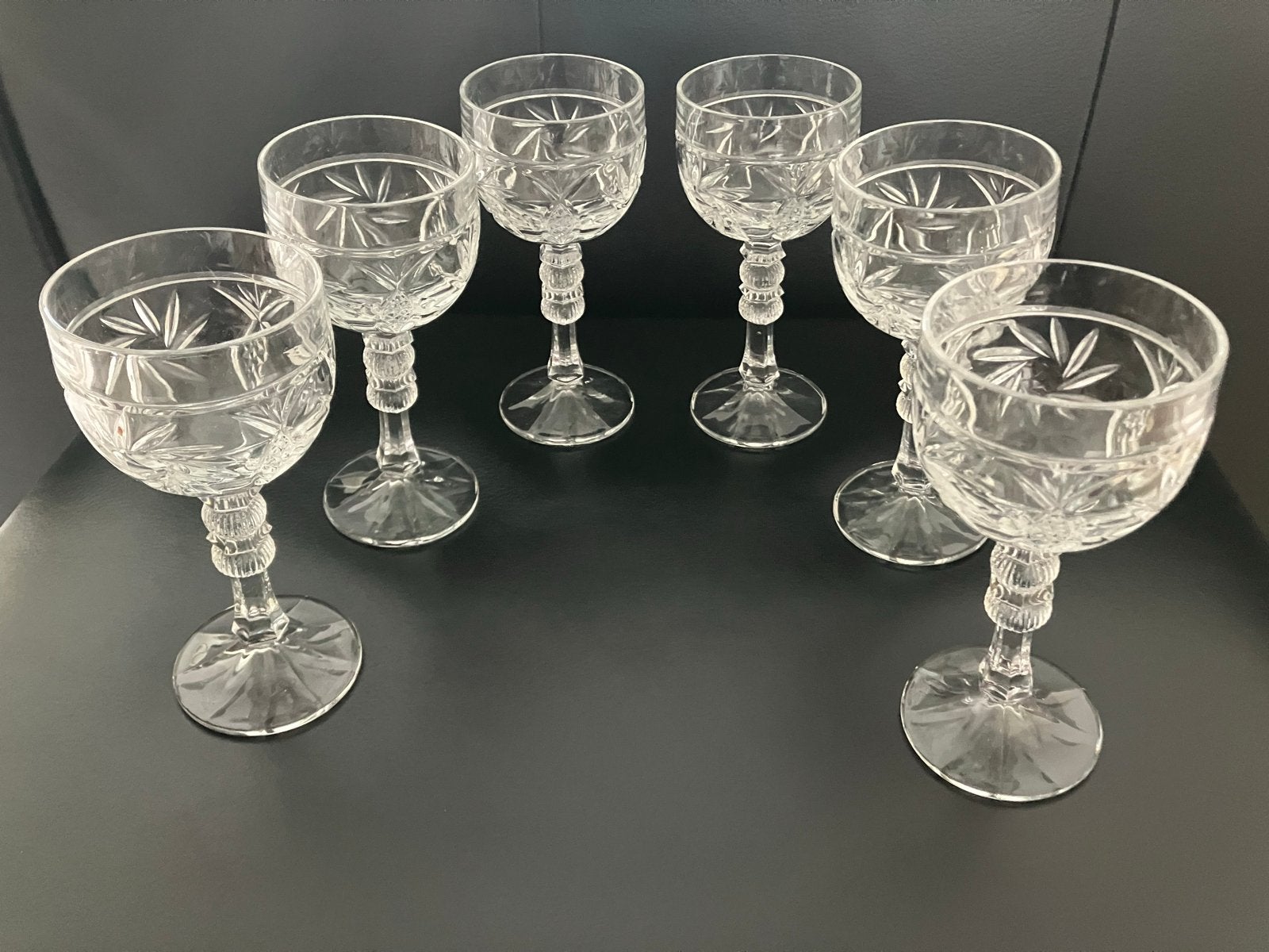 Set van 6 geslepen wijnglazen, Ophalen of Verzenden