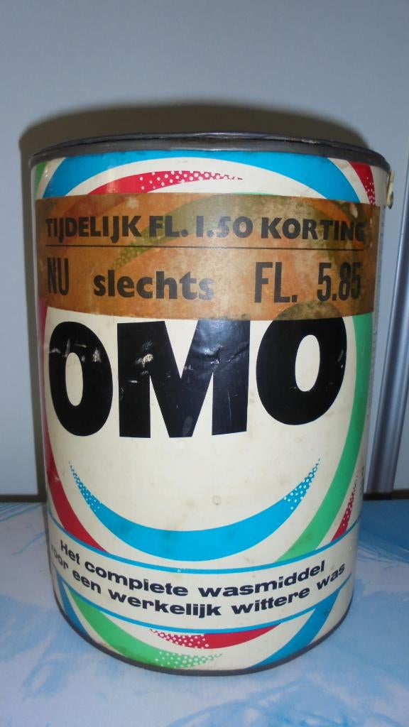 oud blik doorsnee 21H27cm, wasmiddel zeep OMO, Ophalen of Verzenden