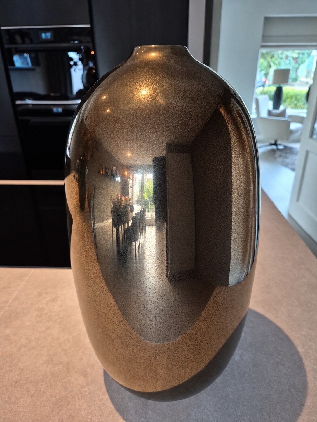 mooie grote goudkleurige vaas, Ophalen of Verzenden, Zo goed als nieuw, Goud