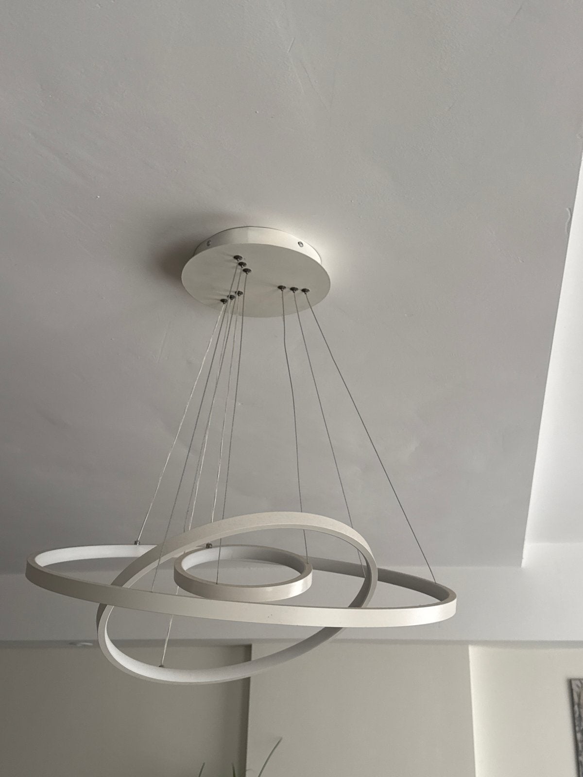 Moderne LED Hanglamp met Drie Ringen met afstandsbediening, Ophalen, Zo goed als nieuw, Metaal, Overige fittingen