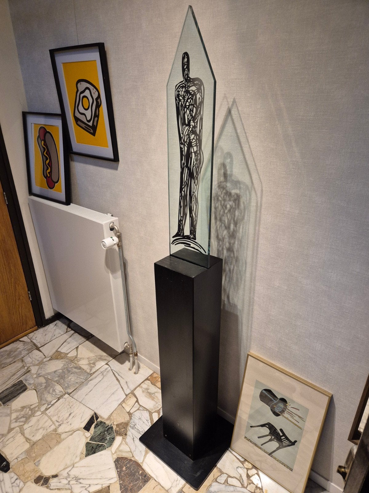 Hans Wap sculptuur metaal en glas, 190cm hoog, Ophalen, 1 meter - 2 meter, Beeld, Abstract