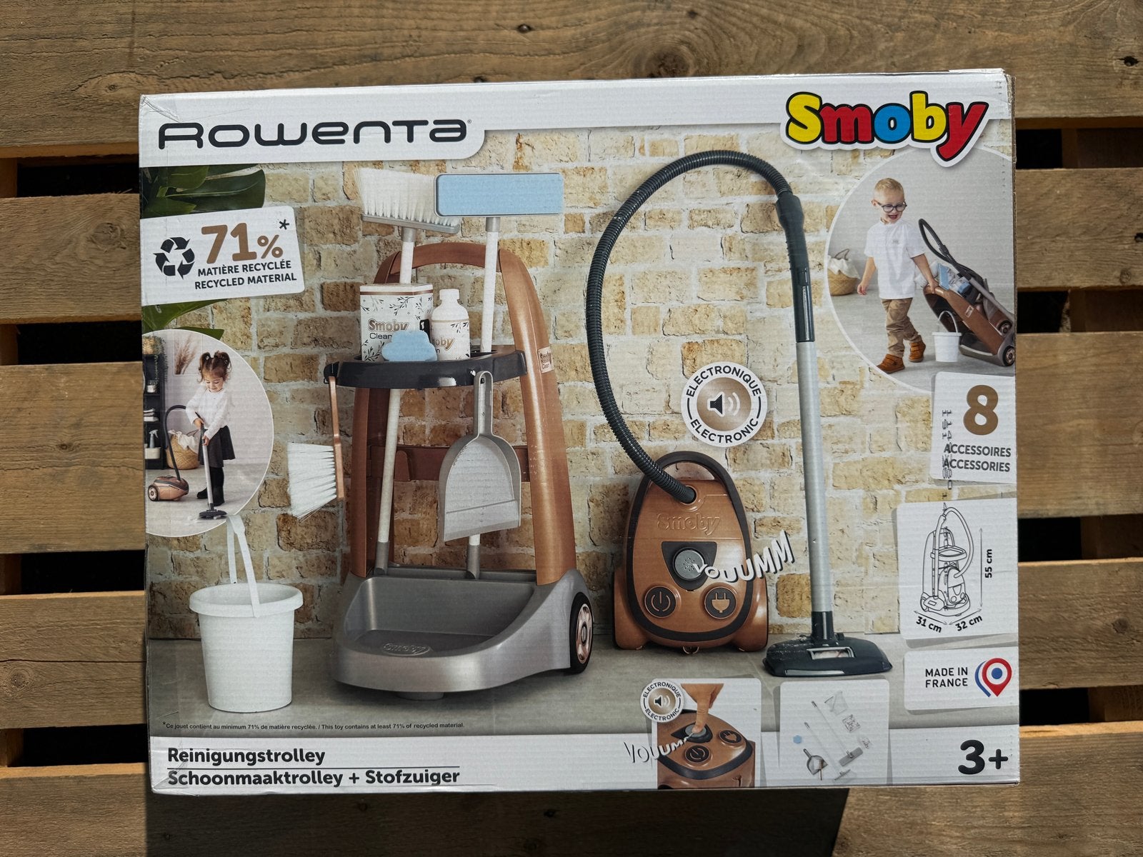 Smoby Rowenta Schoonmaaktrolley met Stofzuiger, ., Jongen of Meisje, Smoby, Nieuw