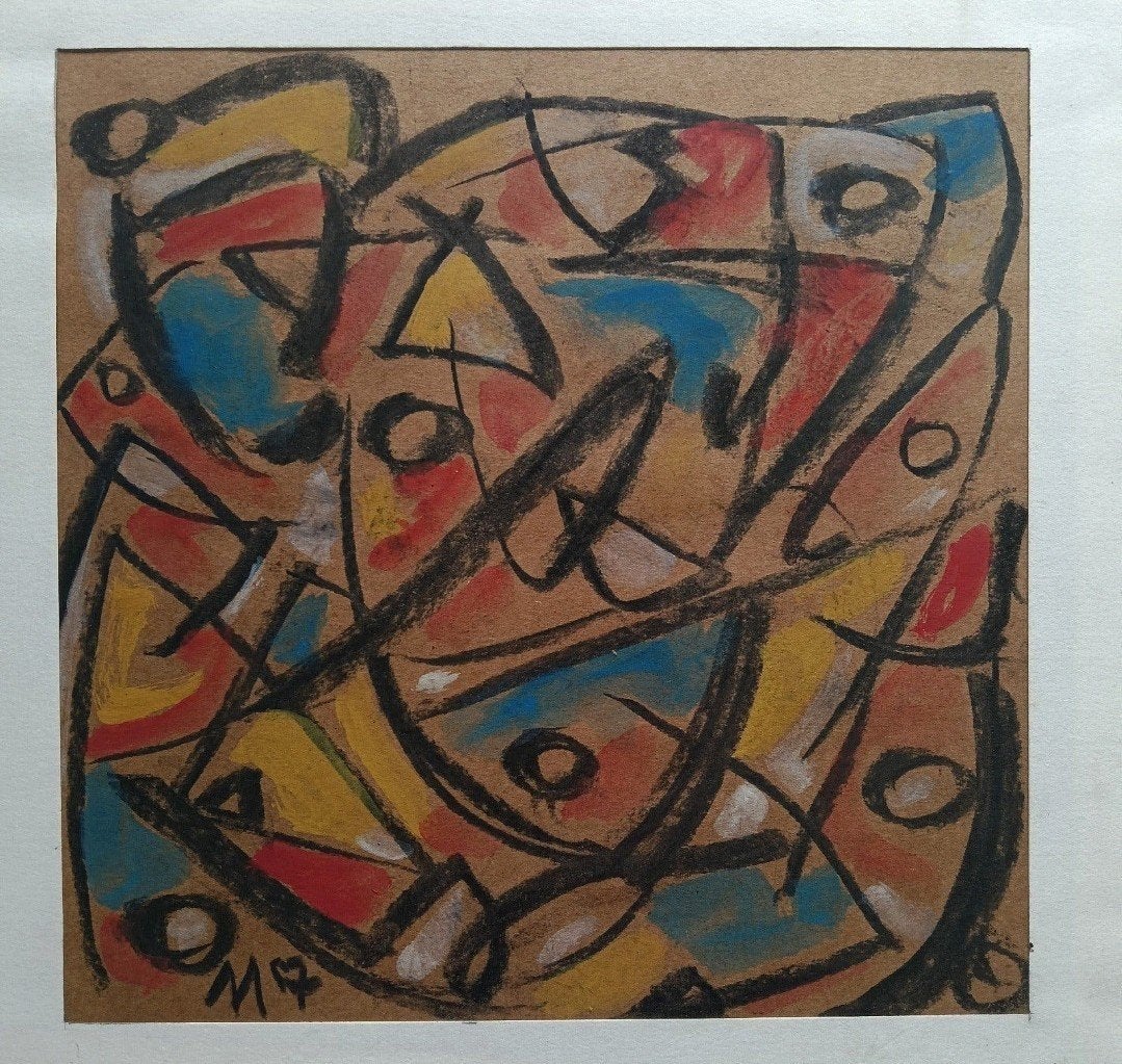 CoBrA  - Abstracte compositie - gesigneerd  - 1957, Ophalen of Verzenden, Abstract