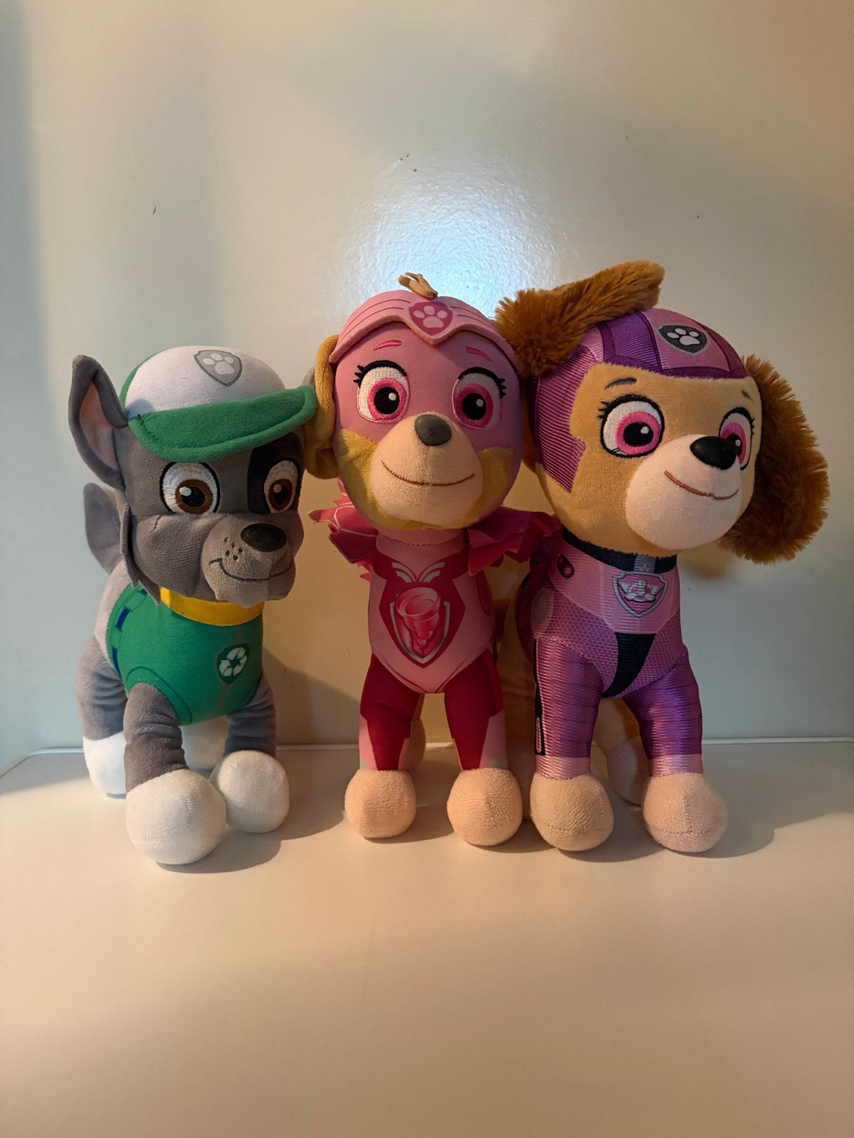 Paw Patrol knuffels - Rocky, Skye en Liberty, Gebruikt, Grijs, Middelgroot (20 tot 80 cm), Paw Patrol