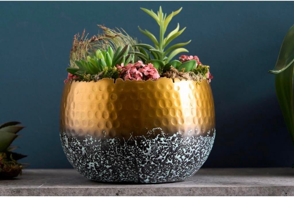 Schaal Orient Goud 18cm, Tuin en Terras, Bloempotten, Zo goed als nieuw, Minder dan 40 cm, Minder dan 25 cm, Rond, Ophalen of Verzenden