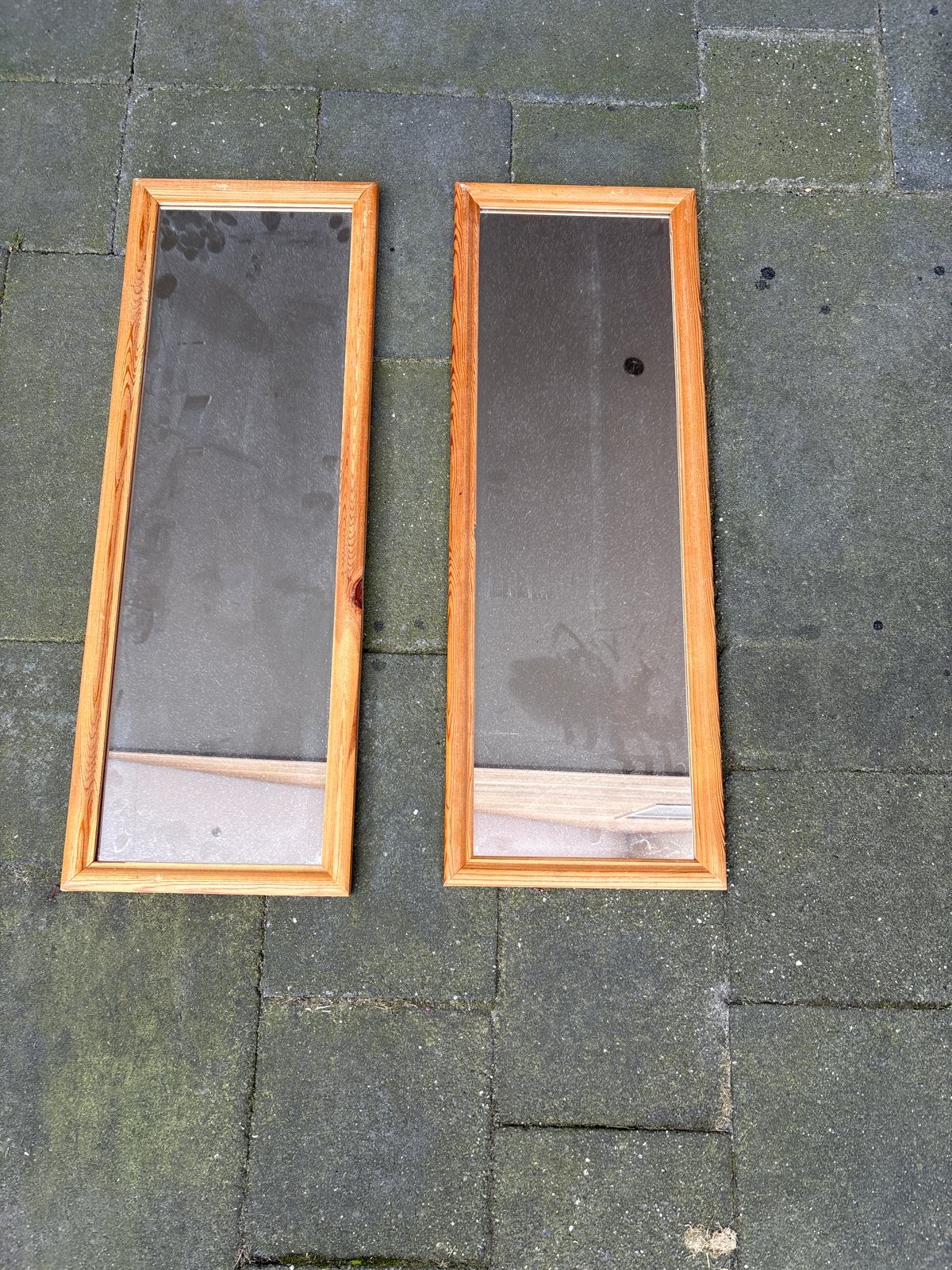 2 Spiegels met houten lijst, Minder dan 50 cm, Gebruikt, 100 tot 150 cm, Ophalen of Verzenden
