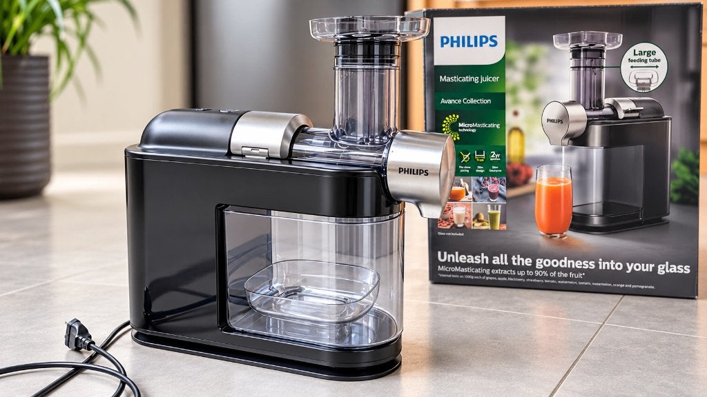 Philips Masticating Juicer - Zo goed als nieuw, Ophalen of Verzenden, Zo goed als nieuw, Elektrisch, Slowjuicer