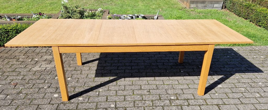 Uitschuifbare eettafel Lichteiken fineer zeer mooi, Ophalen, Eikenhout, 200 cm of meer, 50 tot 100 cm