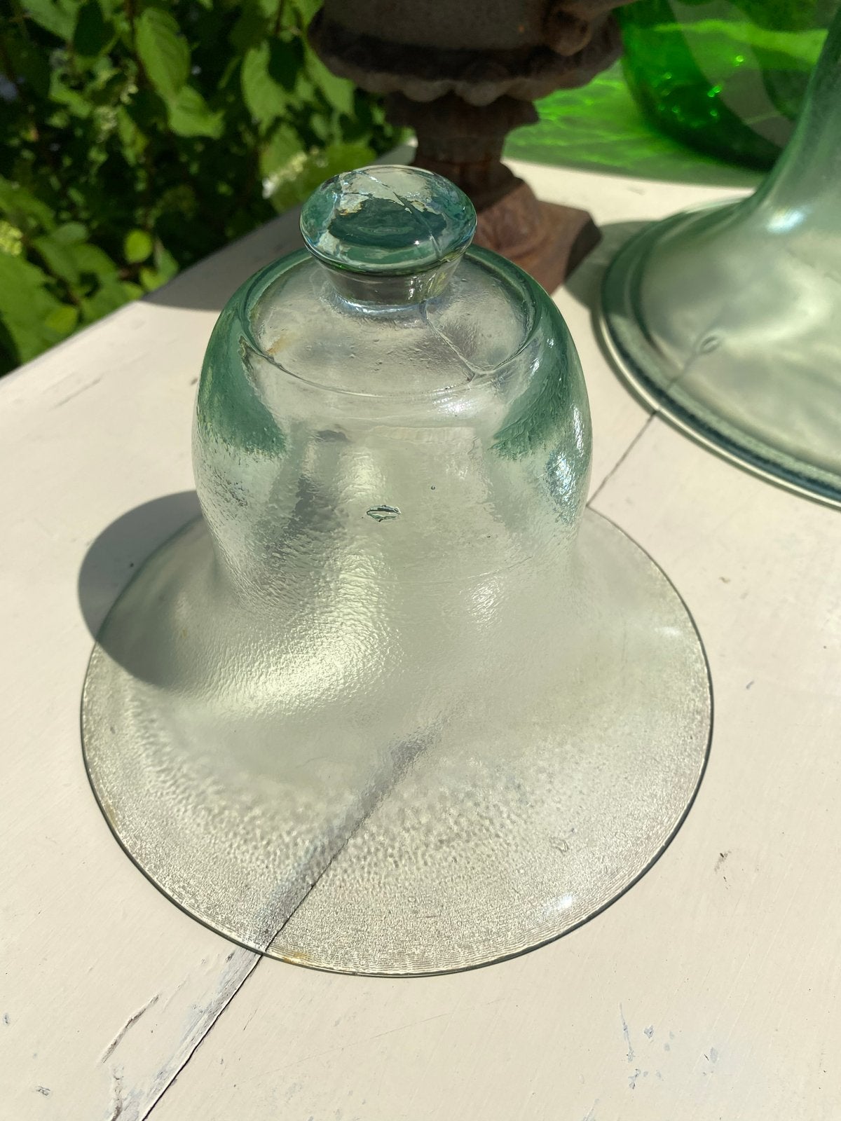Brocante kleine zware glazen cloche (links op foto 2), Antiek en Kunst, Ophalen of Verzenden