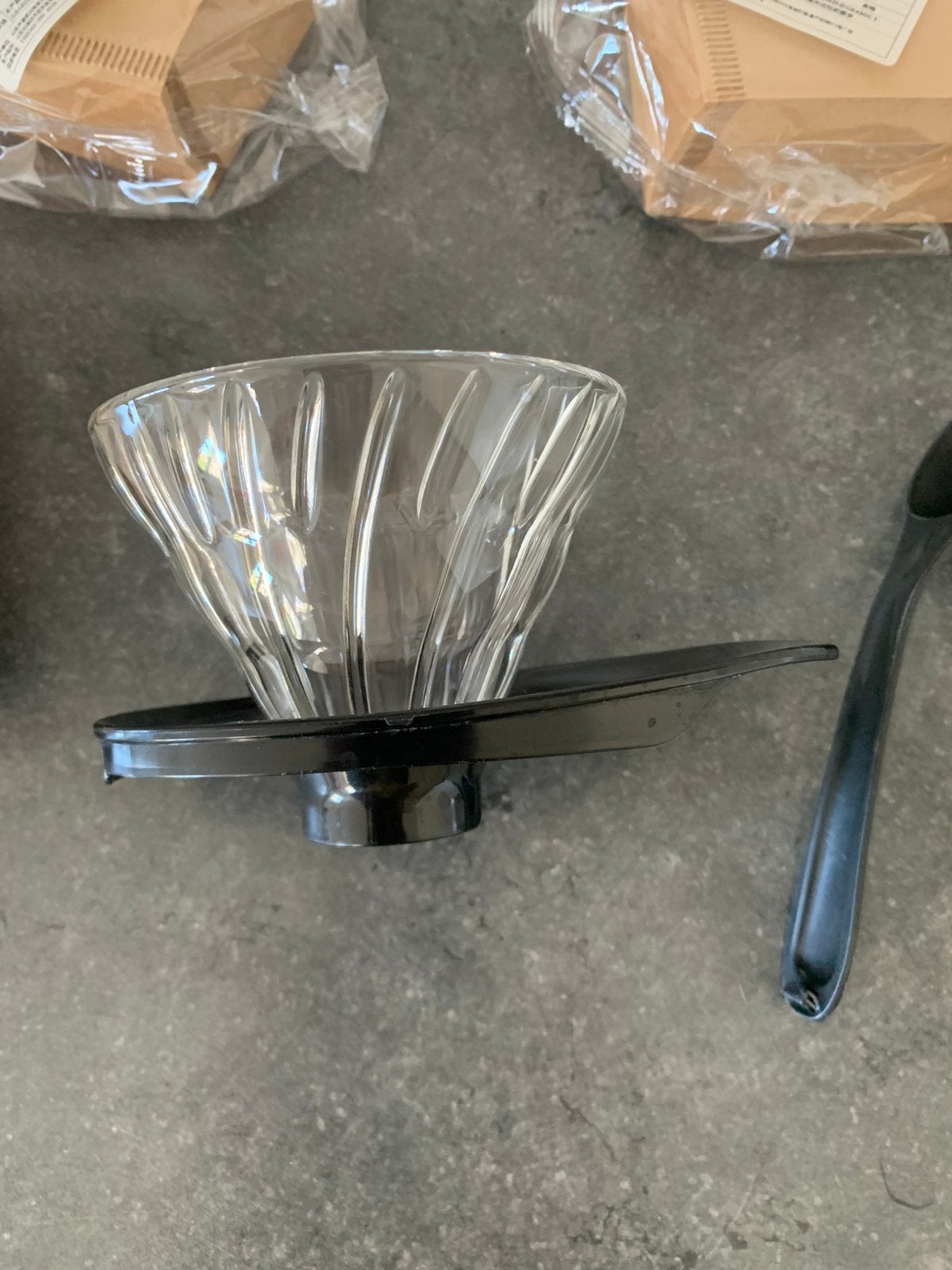 Hario v60 dripper maat 1 incl maatschep, Ophalen of Verzenden, Zo goed als nieuw, Koffiemachine