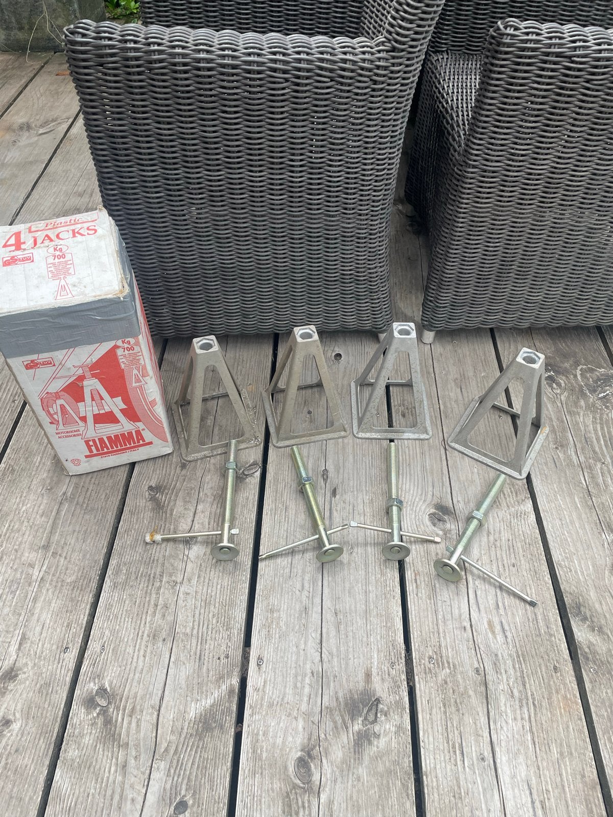4 Fiamma Plastic Jacks - Krikken voor Caravan/Camper, Ophalen, Gebruikt, Mechanisch, Schaarkrik