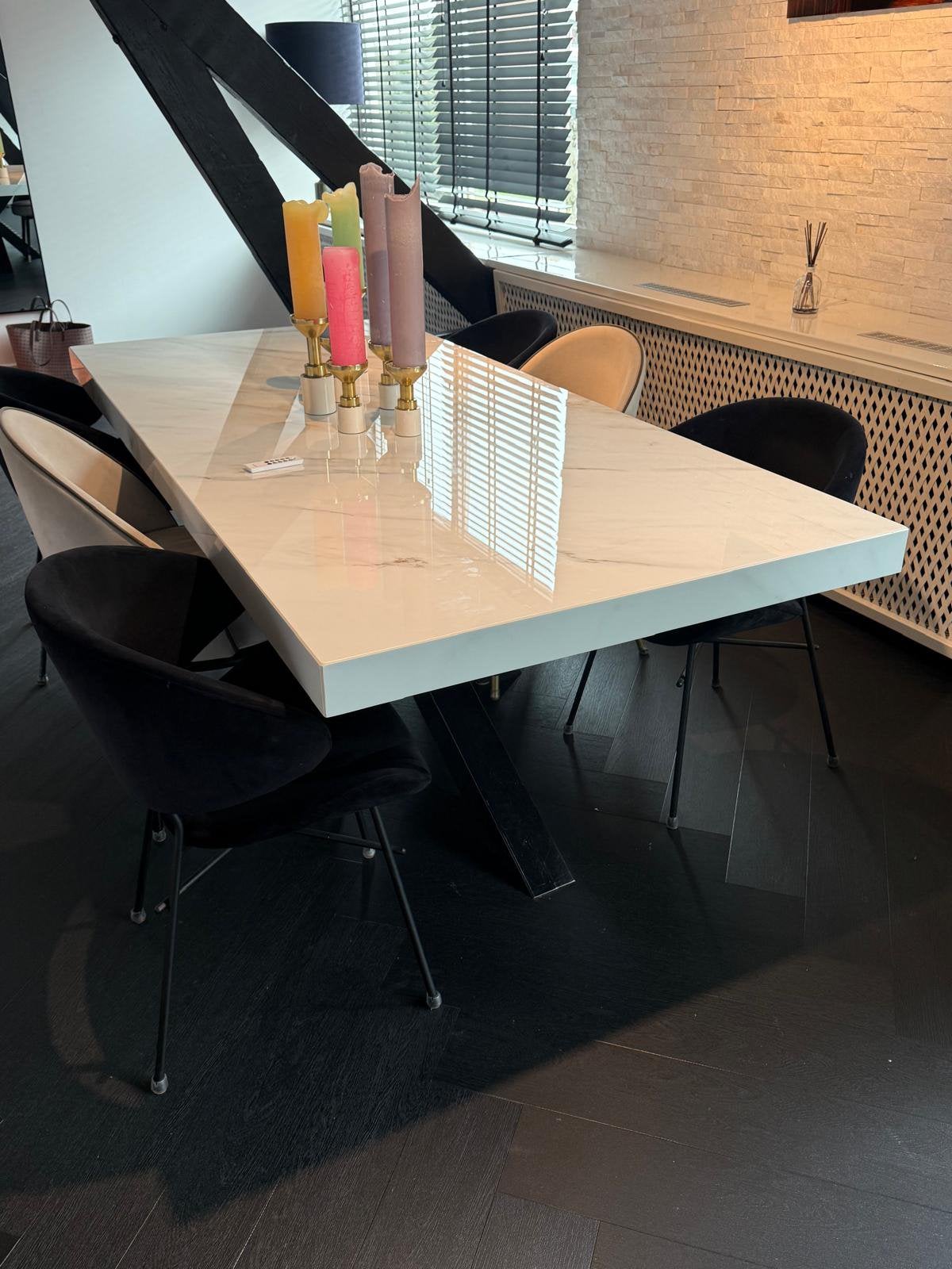 Eettafel 200x100cm | 6-8 persoons | marmer composiet, Ophalen, Overige materialen, 200 cm of meer, Zo goed als nieuw