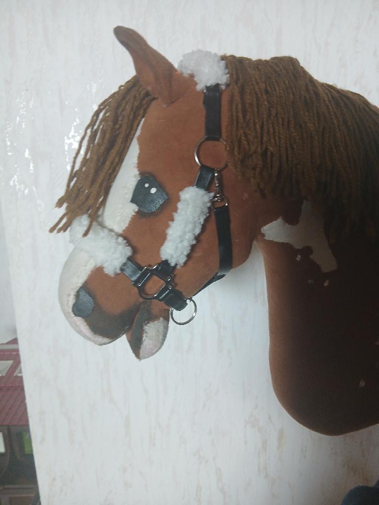 leren hobbyhorse halster met bont, verstelbaar., Ophalen of Verzenden