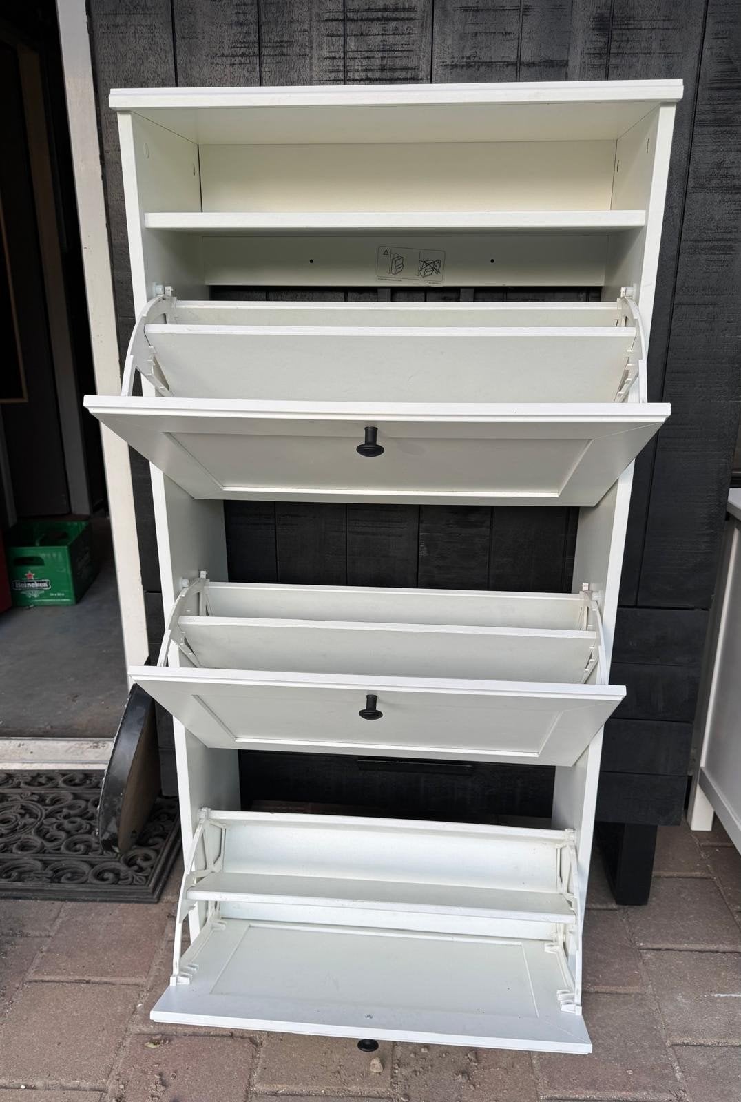 Witte schoenenkast met 4 vakken, Ophalen, Gebruikt, Modern