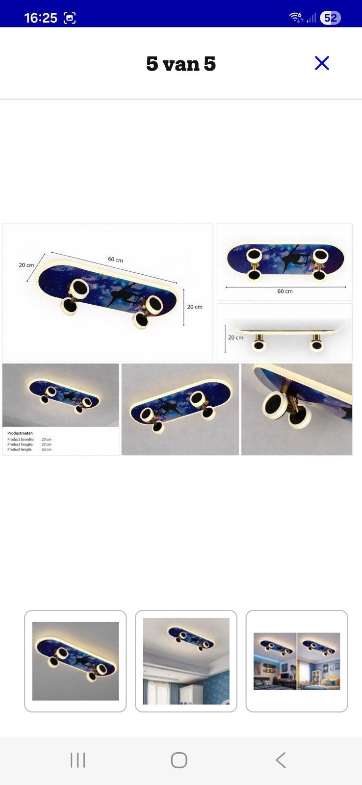 Skateboard Plafondlamp - Kinderkamer Verlichting, Ophalen of Verzenden, Zo goed als nieuw