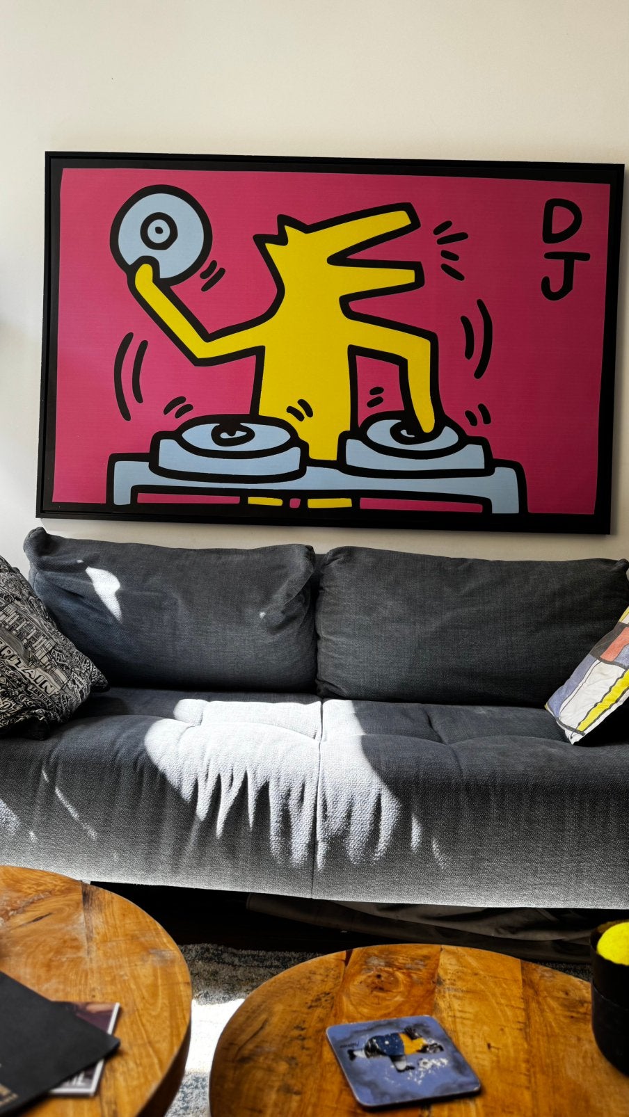 Grote DJ Canvas in Keith Haring-stijl | 105  165 cm, Ophalen