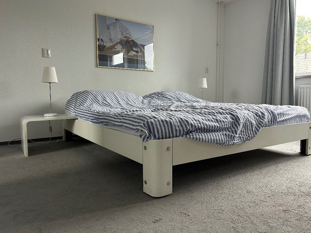 2 Twee persoons bed Auronde Auping met lattenbodem, Ophalen, Gebruikt, 90 cm, Wit