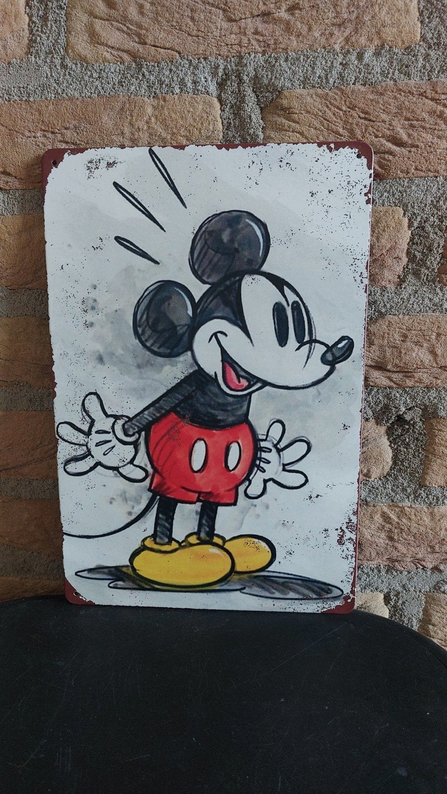 Mickey Mouse Bord - Vintage Look - 20x30cm, Ophalen of Verzenden, Mickey Mouse, Nieuw, Overige typen