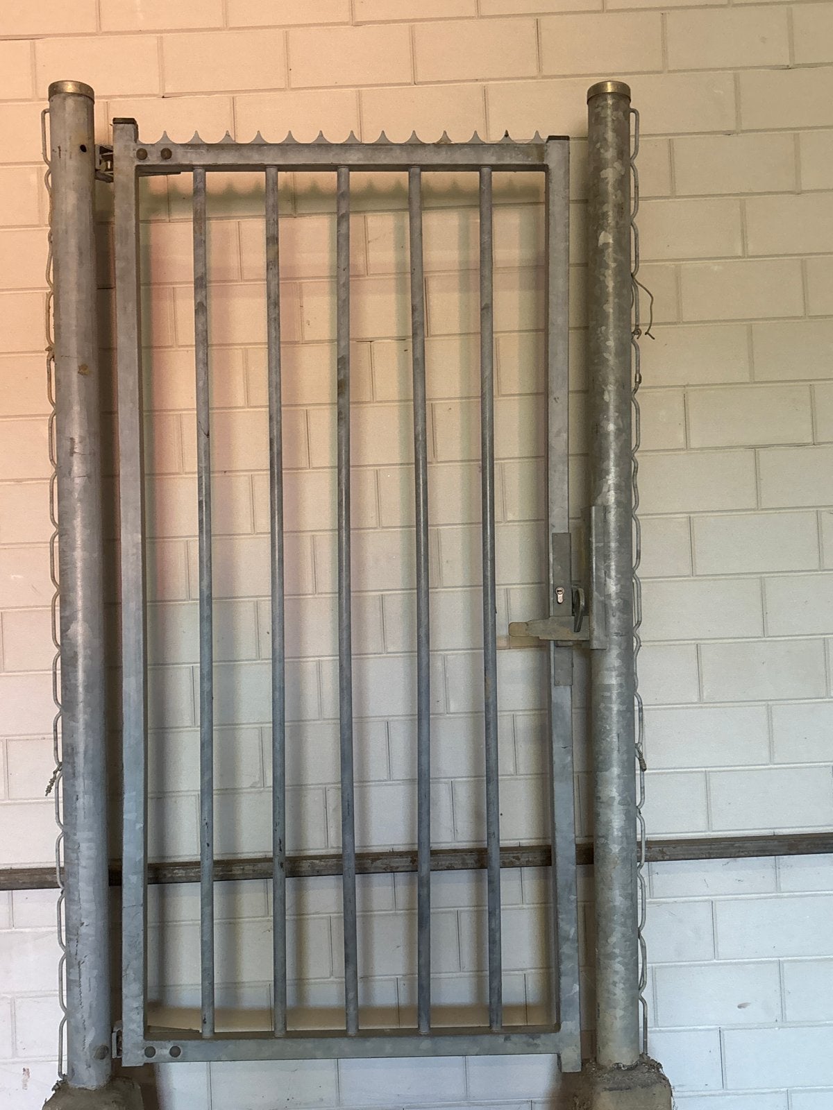 Stevige ijzeren poort hek deur 125cm br met palen en poer, Ophalen, Met poort, Gebruikt, Spijlenhekwerk