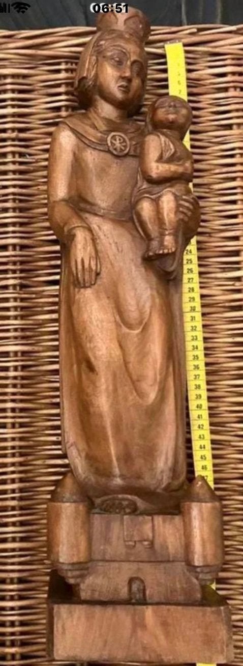 Maria met haar zoon ,mooi houten beeld ,van 60 cm hoog, Ophalen of Verzenden