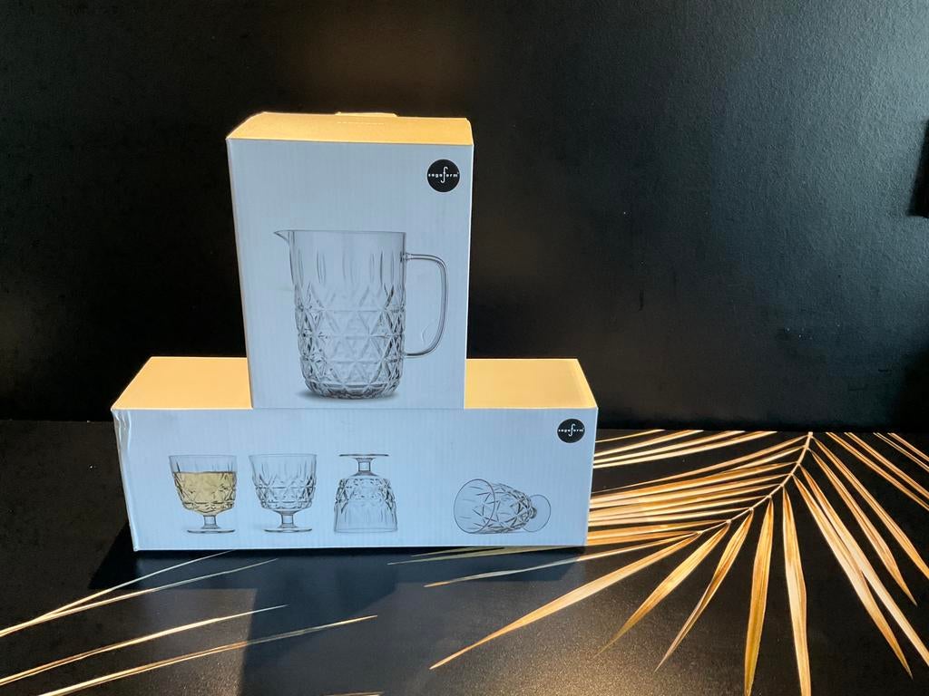 Sagaform waterkan en wijnglazen plastic, Overige materialen, Overige typen, Nieuw, Ophalen of Verzenden