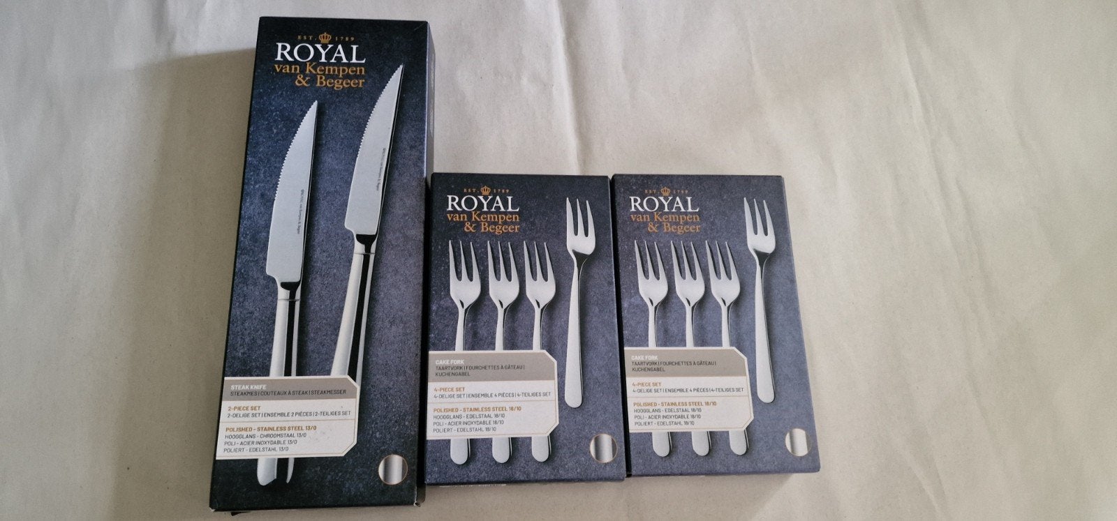 Ah royal van kempen en begeer bestek taartvorkjes + steakmes, Ophalen, Gebaksvork, Bestekset, Nieuw