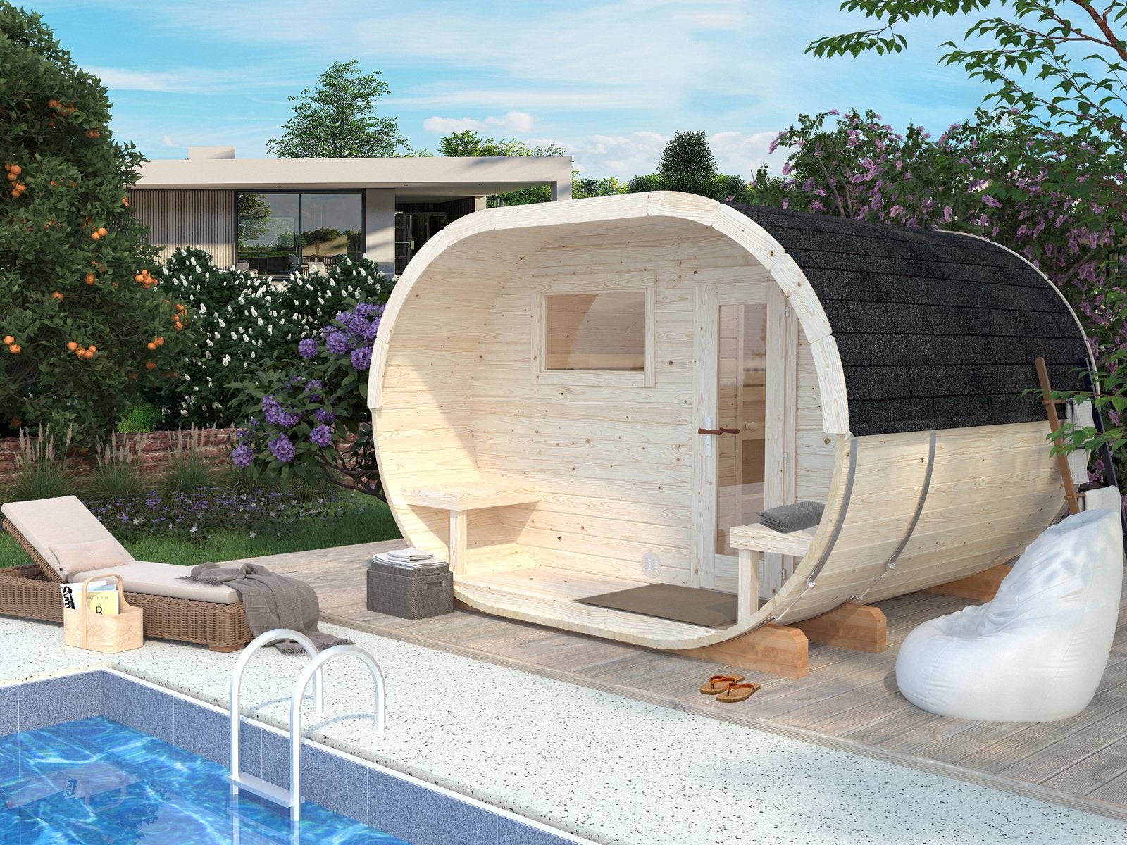 Exclusieve Barrel Sauna | 4 Persoons | Direct Leverbaar