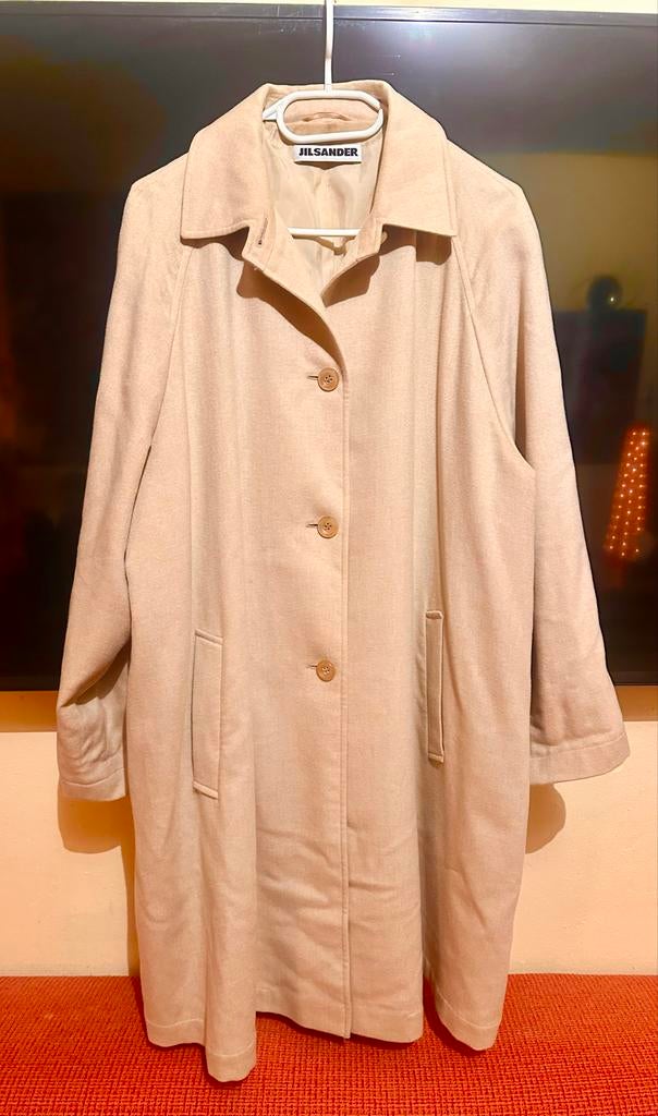 Jil Sander kameelwollen mantel, beige, maat 38/40, Kleding | Dames, Jassen | Zomer, Zo goed als nieuw, Maat 38/40 (M), Beige, Verzenden