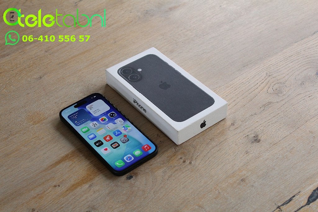 Apple iPhone 16 - 128GB - Zwart | Batterij 100% | Garantie, Apple, Zwart, IPhone 16, Ophalen of Verzenden