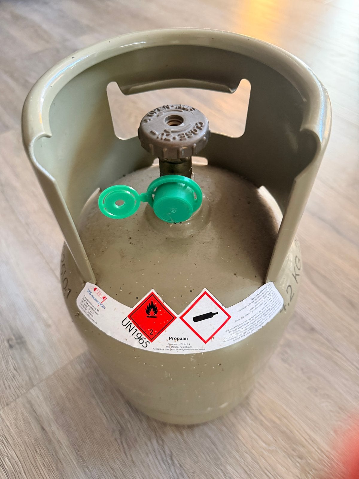 Volle groene gasfles 4,2kg met propaan,, Ophalen, Zo goed als nieuw