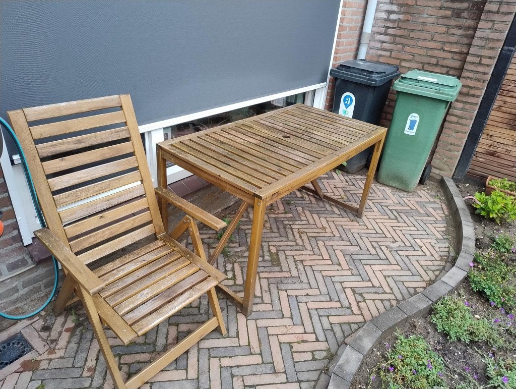 IKEA NÄMMARÖ - Tuintafel met twee tuinstoelen, Tuin en Terras, Ophalen, Gebruikt, Rechthoekig, Hout