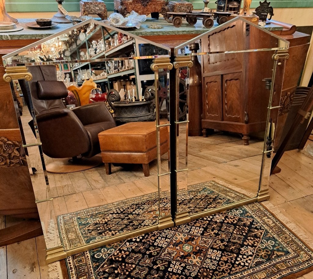 Een stel echt zeer mooie oude Empire spiegels 105 x 67 cm, Ophalen, Rechthoekig
