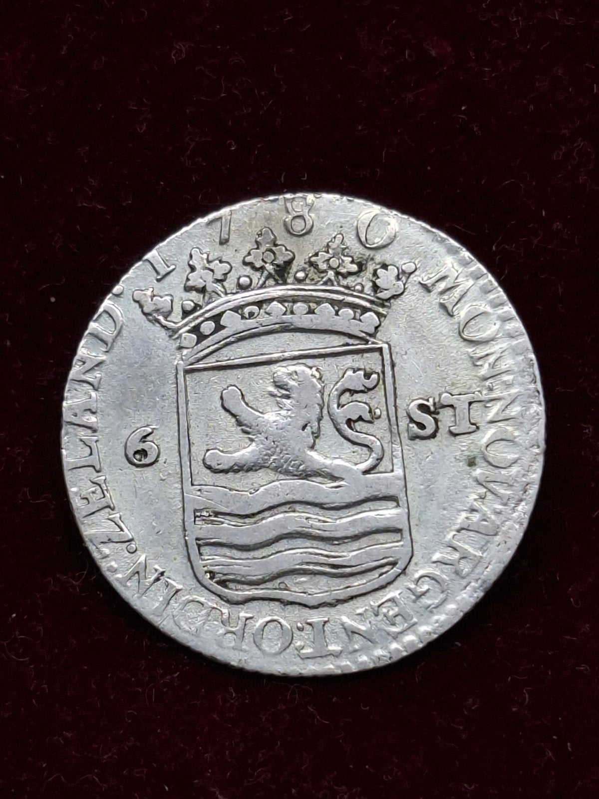 Zilveren Scheepjesschelling 1780 - VOC Schip - Zeeland, Vóór koninkrijk, Zilver, Losse munt, Overige waardes