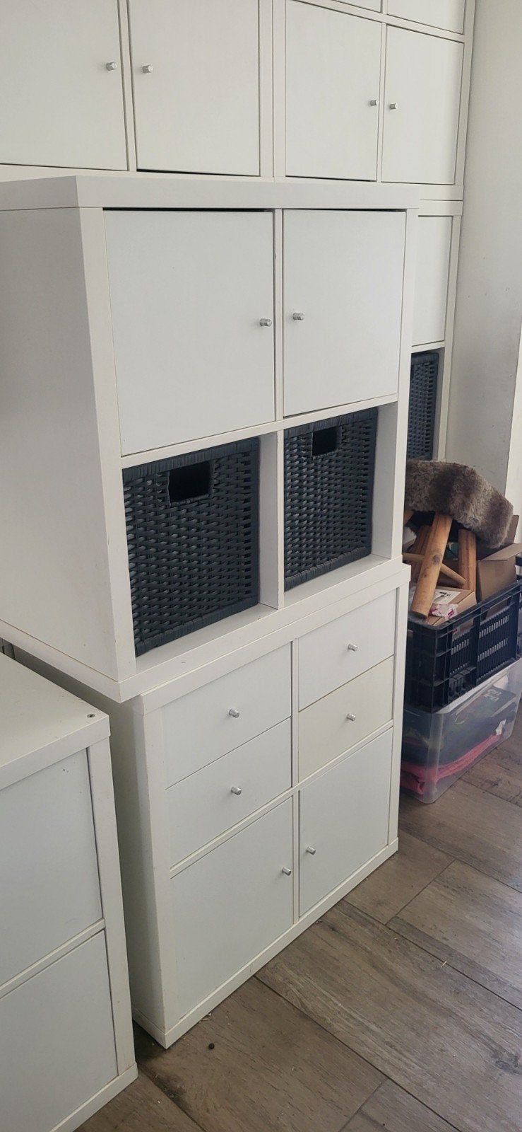 Ikea Kallax wit 3x incl deurtjes laden manden, Ophalen, Gebruikt, 100 tot 150 cm, 25 tot 50 cm