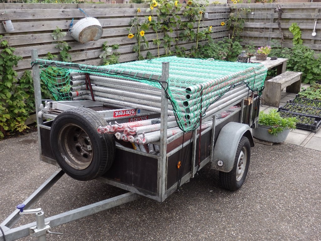 Te huur brede steiger, Doe-het-zelf en Verbouw, Steigers, Ophalen, Gebruikt, Rolsteiger of Kamersteiger, 5 meter of hoger