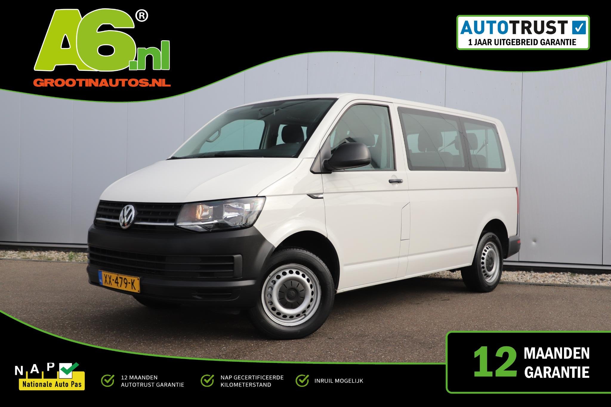 Volkswagen Transporter Kombi 2.0 TDI L1H1 Comfortline 102PK, Auto's, Voorwielaandrijving, Gebruikt, Met garantie (alle), Wit
