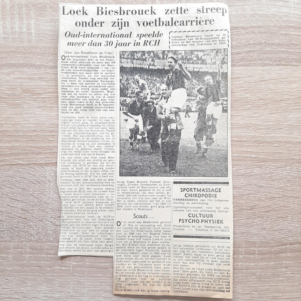 Loek Biesbrouck zette streep onder zijn voetbal carriere., Verzenden, Gebruikt, Overige binnenlandse clubs, Poster, Plaatje of Sticker