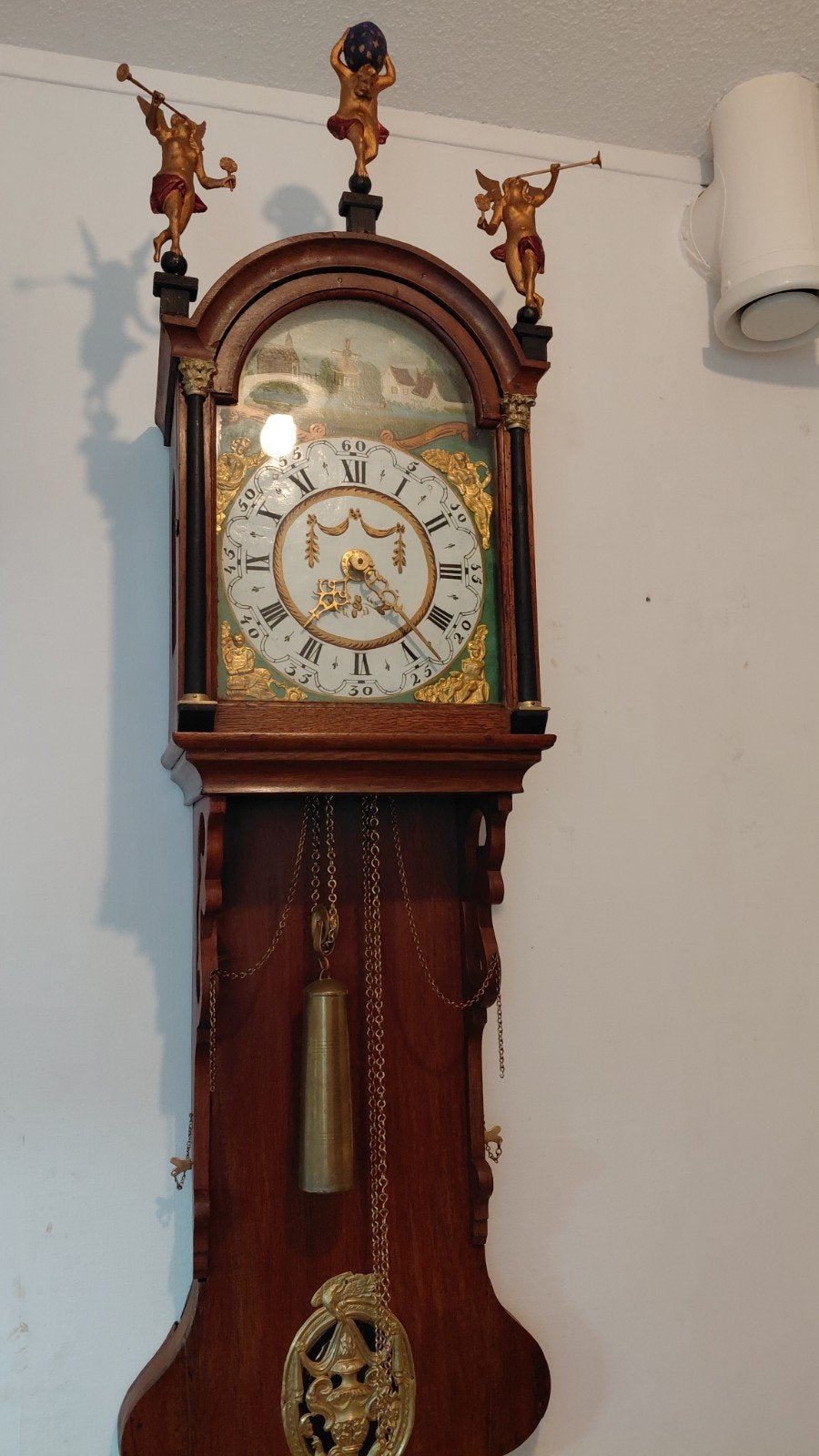 pracht klok, kwartier slag,2 bellen,houten poppen, Ophalen