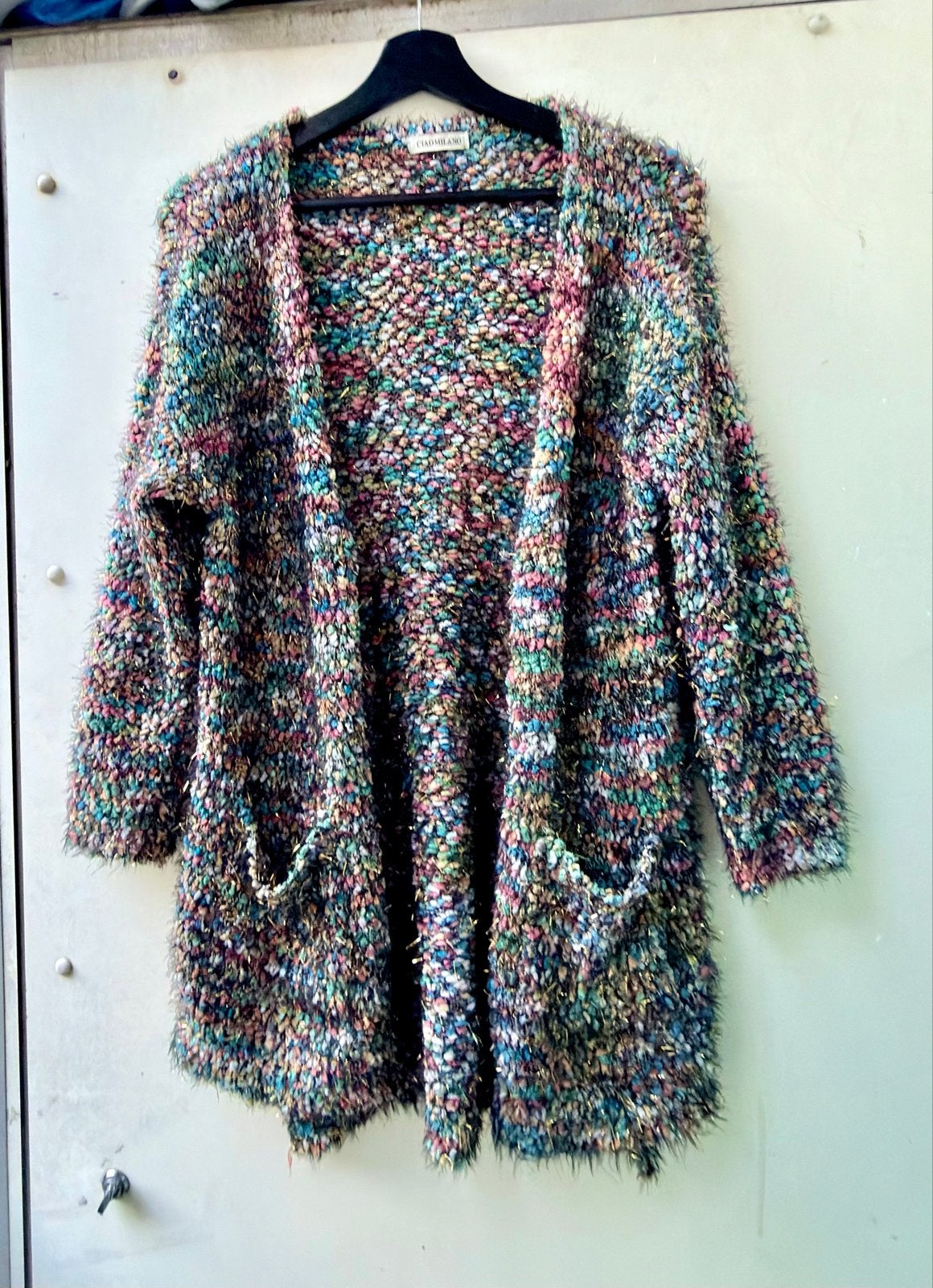 Ciao Milano fluffy vest multicolor met gouddraad M, Ophalen of Verzenden, Zo goed als nieuw, Maat 38/40 (M), Meerkleurig