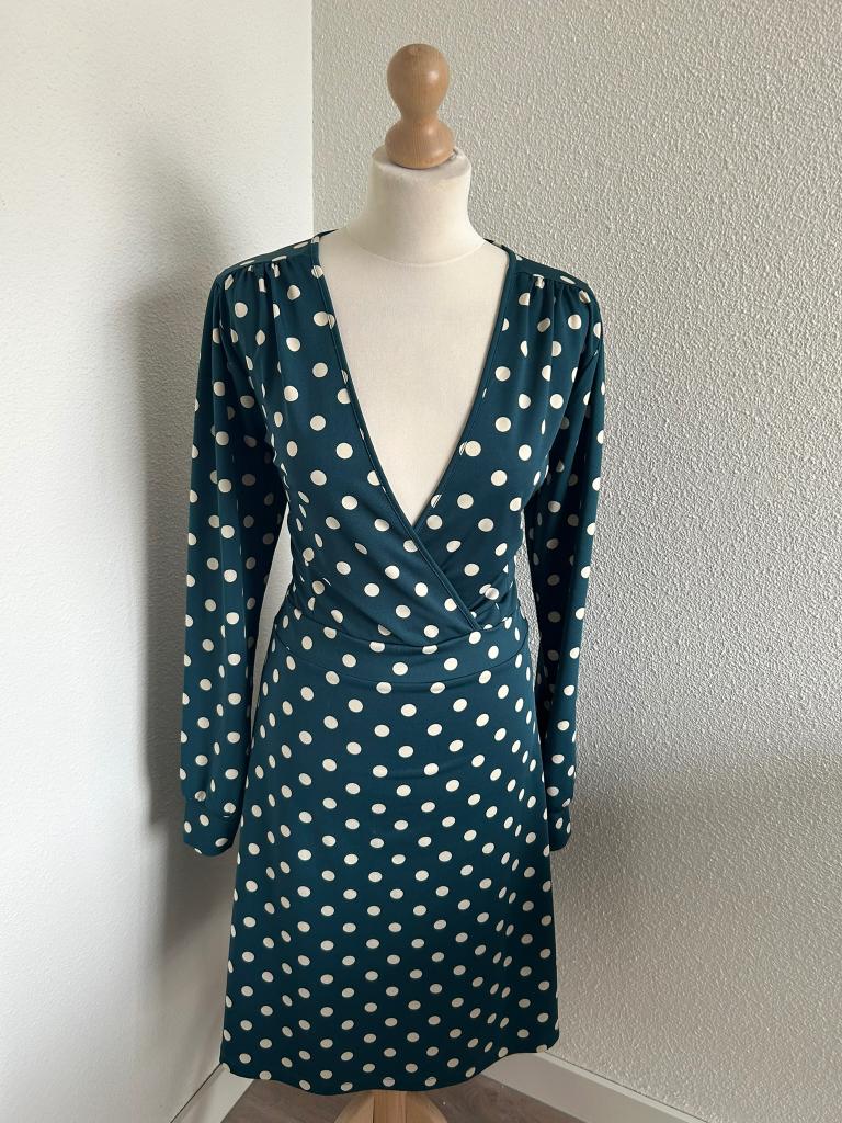 King Louie maat L polkadot jurk 1859, Kleding | Dames, Jurken, Blauw, Maat 42/44 (L), Ophalen of Verzenden, Zo goed als nieuw