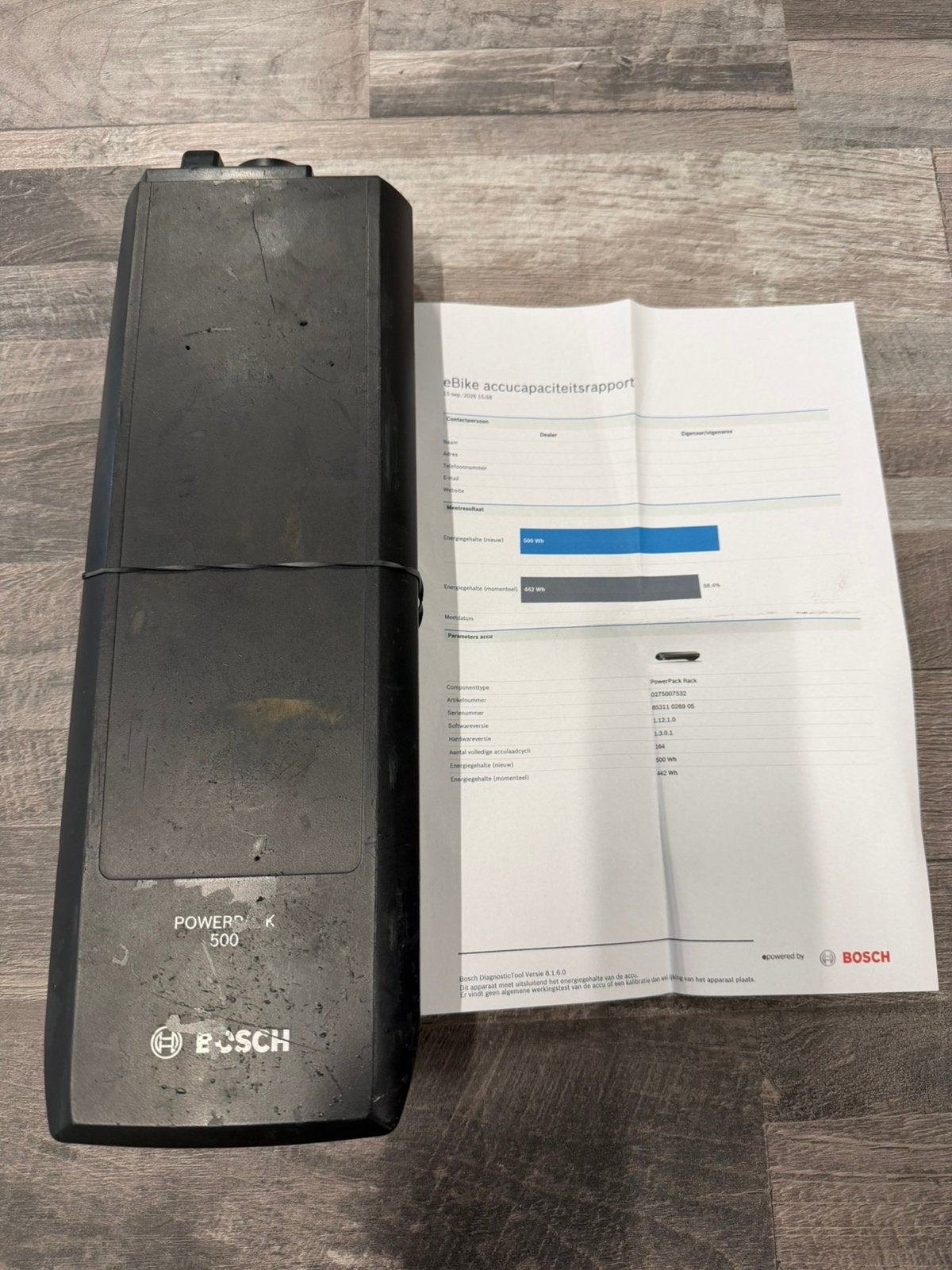 Bosch powerpack 500WH bagagedrager met test rapport, Gebruikt