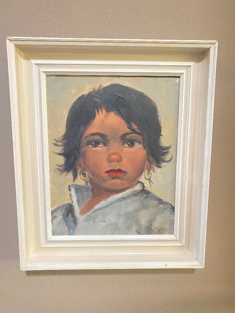 Olieverf op doek zigeunermeisje, Antiek en Kunst, Ophalen of Verzenden, Handgeschilderd, Olieverf, Overige materialen