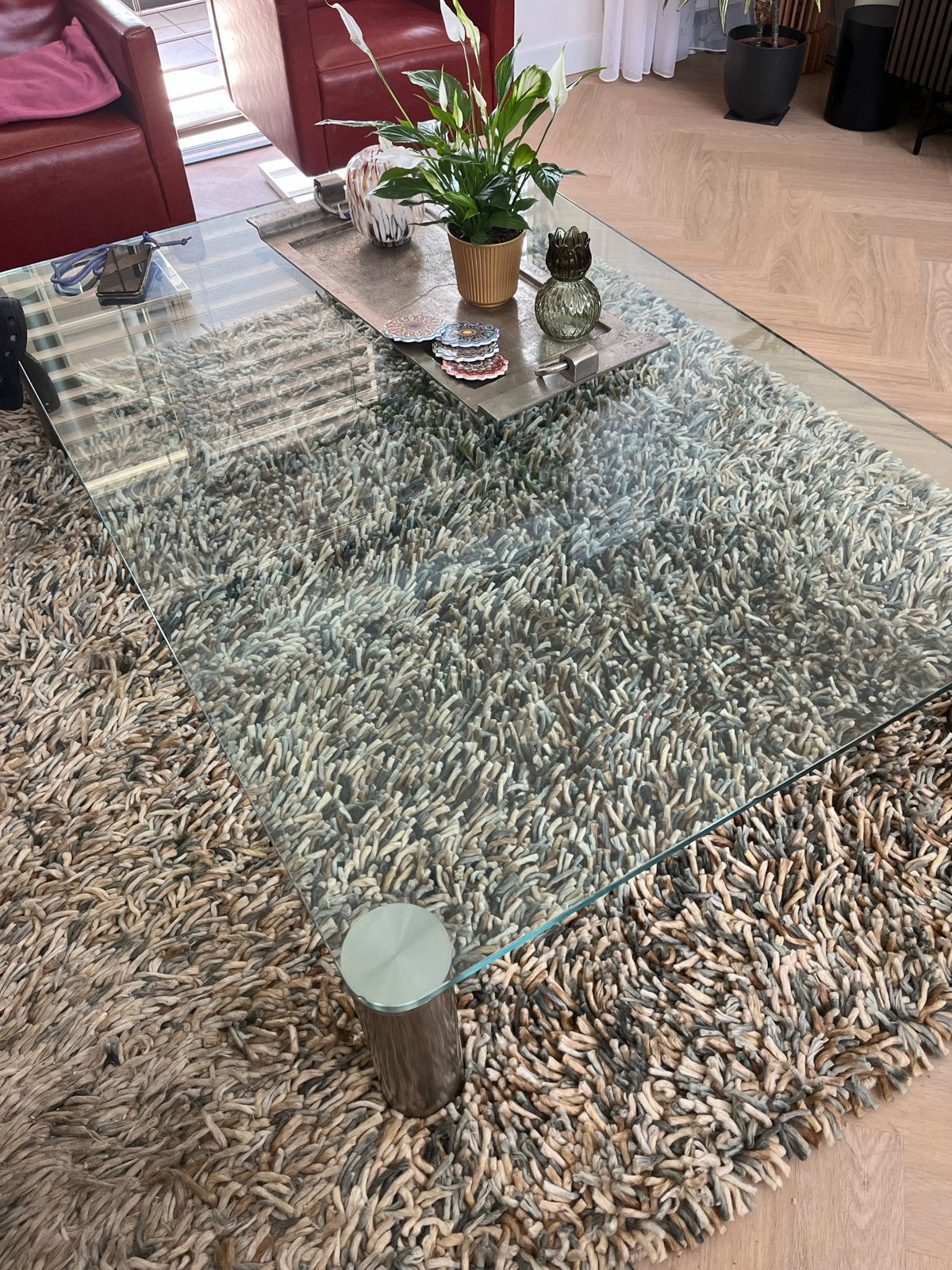 Glazen salontafel gratis af te halen, Huis en Inrichting, Tafels | Salontafels, Gebruikt, 50 tot 100 cm, 150 tot 200 cm, Ophalen of Verzenden