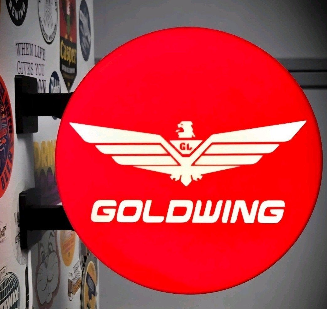 Dubbelzijdige Goldwing Lichtbak - ca. 30 cm, Verzamelen, Ophalen of Verzenden, Lichtbak of (neon) lamp