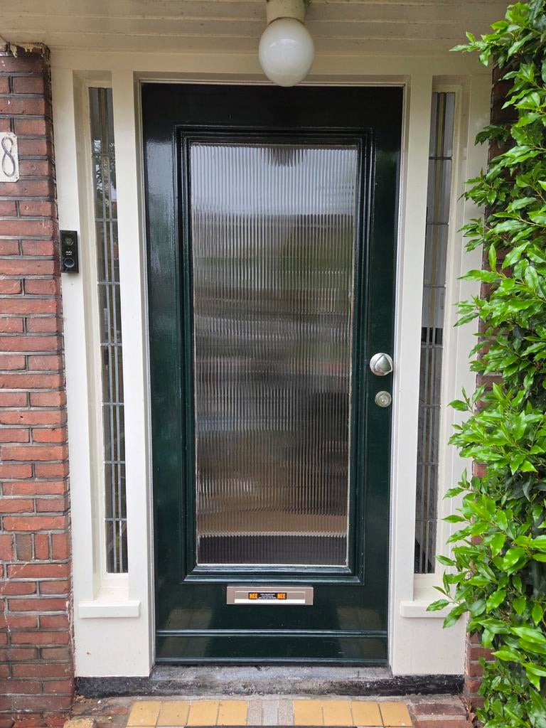 Massief houten voordeur donkergroen met glas 211x92,5 cm, Ophalen, 80 tot 100 cm, 200 tot 215 cm, Glas