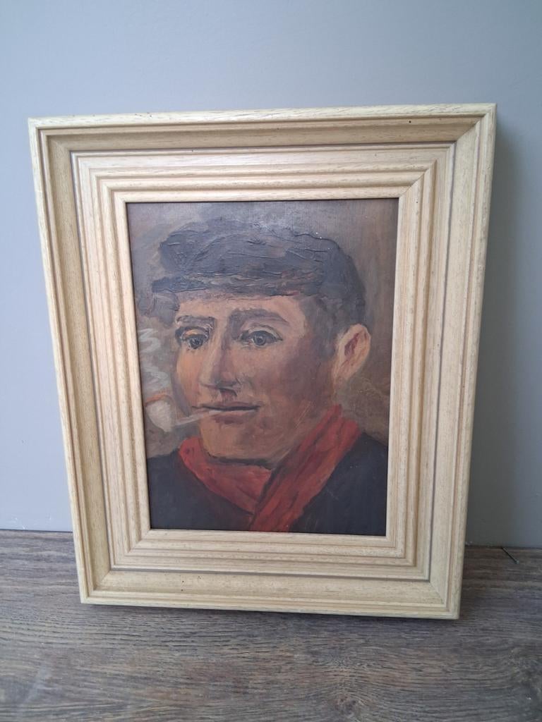 Schilderij  man met pijp, Ophalen of Verzenden